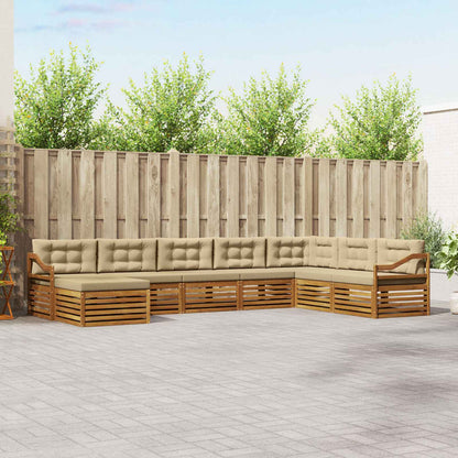 Set di divani da esterno con cuscino 8 pcs Naturale e Beige