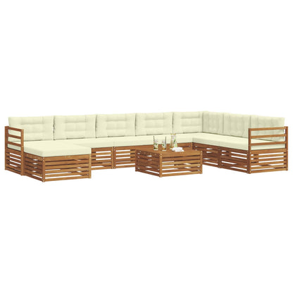 Set di divani da esterno con cuscino 9 pcs Naturale e Crema | homemem39