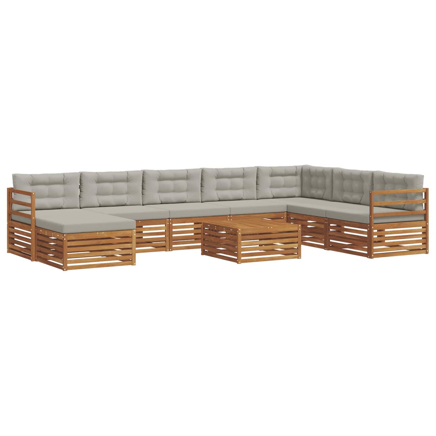Set di divani da esterno 9 pcs Grigio Naturale e Chiaro