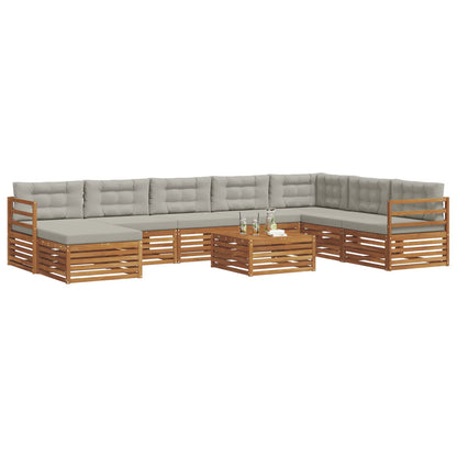 Set di divani da esterno 9 pcs Grigio Naturale e Chiaro | homemem39