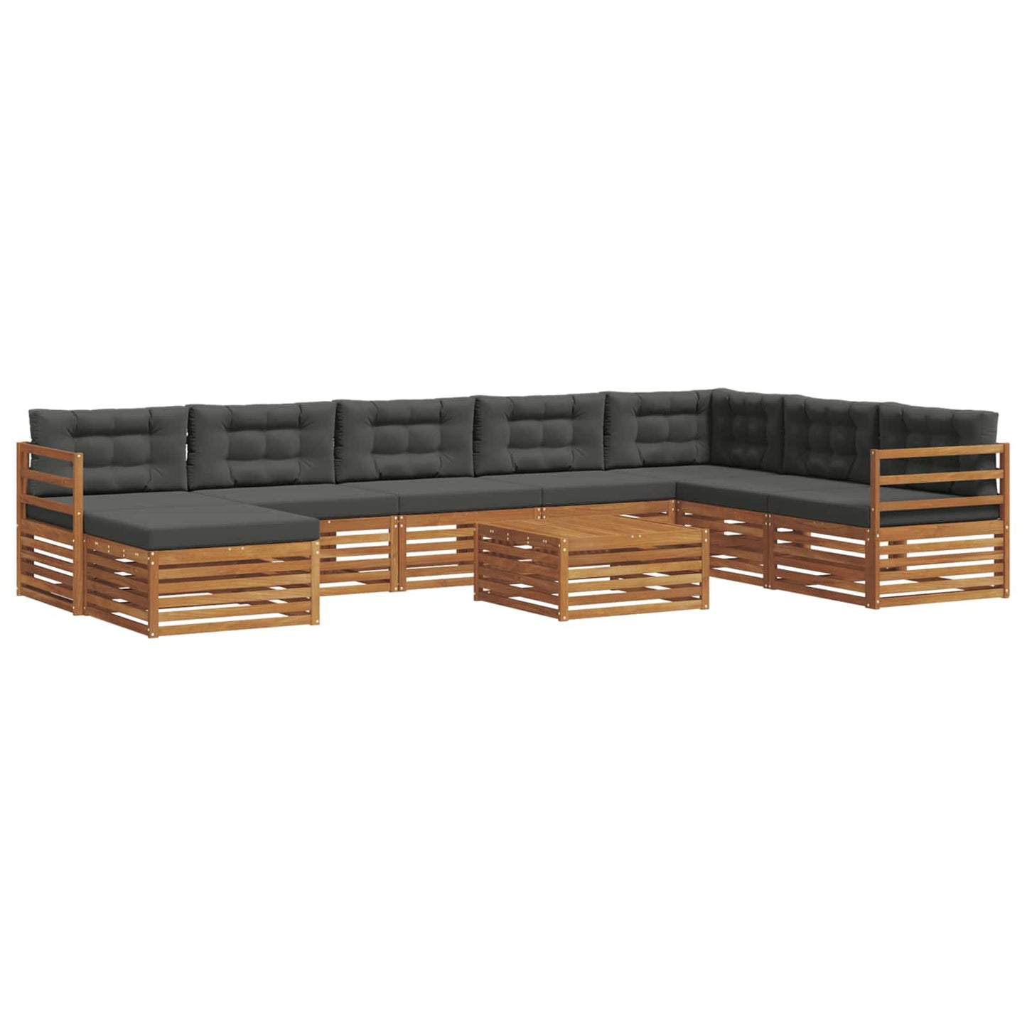 Set di divani da esterno con cuscino 9 pcs Naturale e Antracite | homemem39
