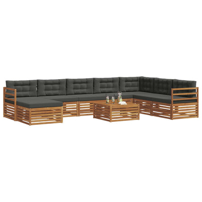 Set di divani da esterno con cuscino 9 pcs Naturale e Antracite | homemem39