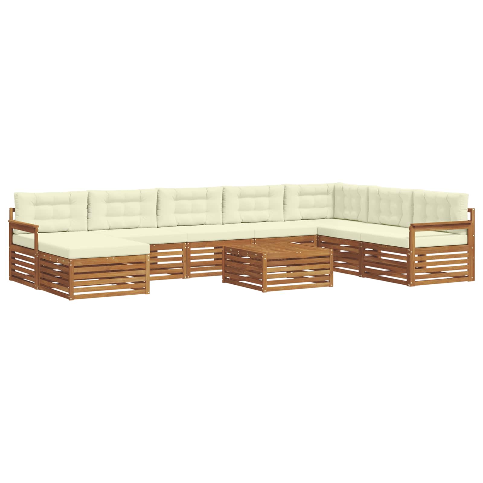 Set di divani da esterno con cuscino 9 pcs Naturale e Crema | homemem39