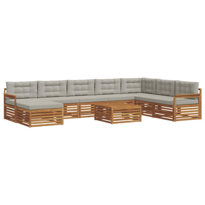 Set di divani da esterno 9 pcs Grigio Naturale e Chiaro | homemem39