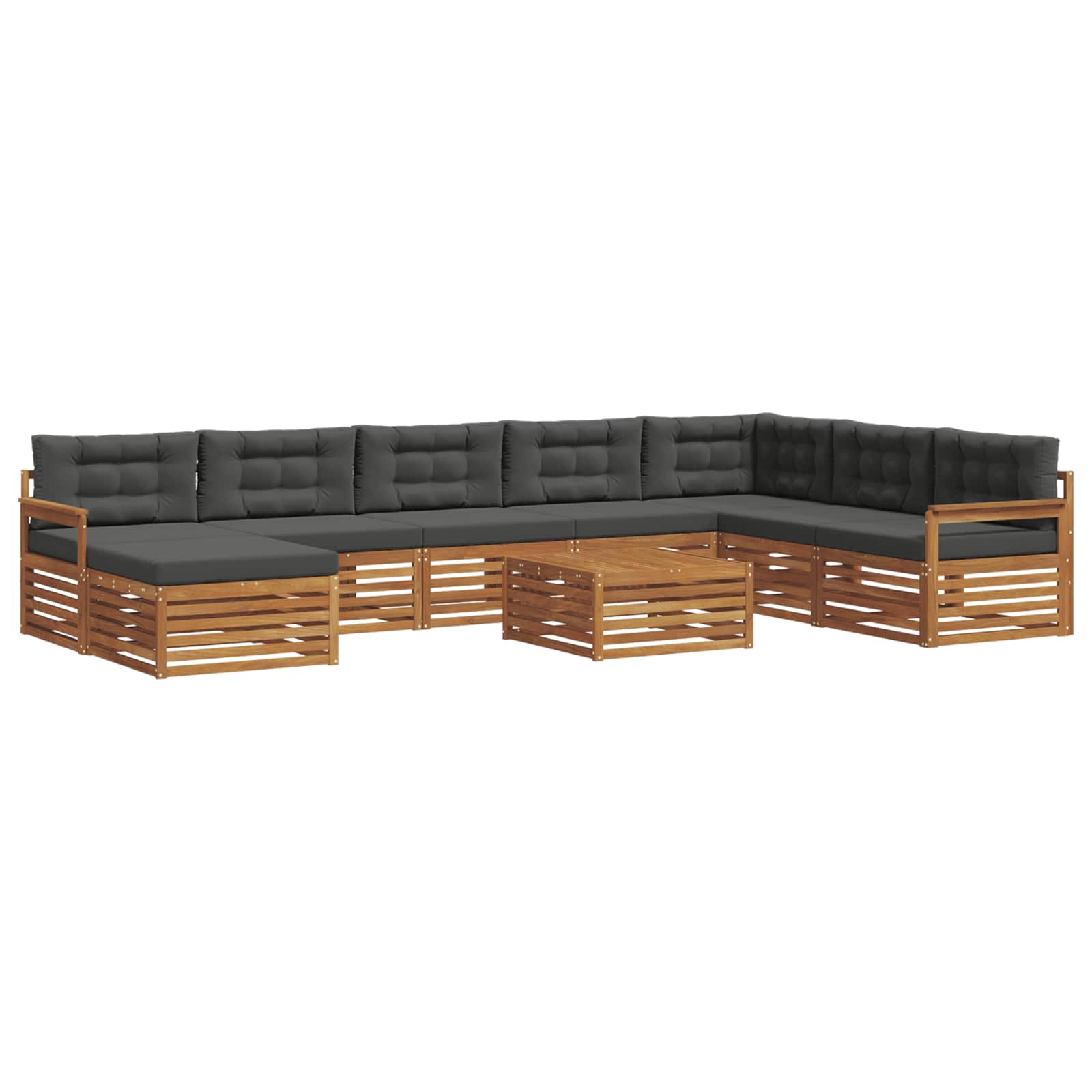 Set di divani da esterno con cuscino 9 pcs Naturale e Antracite | homemem39
