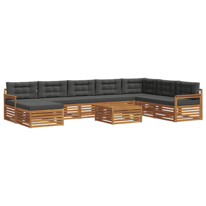 Set di divani da esterno con cuscino 9 pcs Naturale e Antracite | homemem39