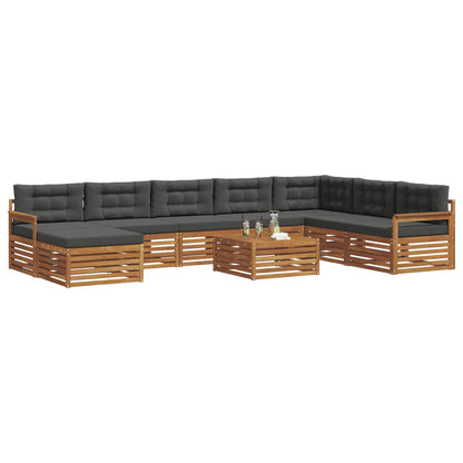 Set di divani da esterno con cuscino 9 pcs Naturale e Antracite | homemem39