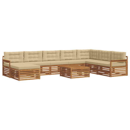 Set di divani da esterno con cuscino 9 pcs Naturale e Beige