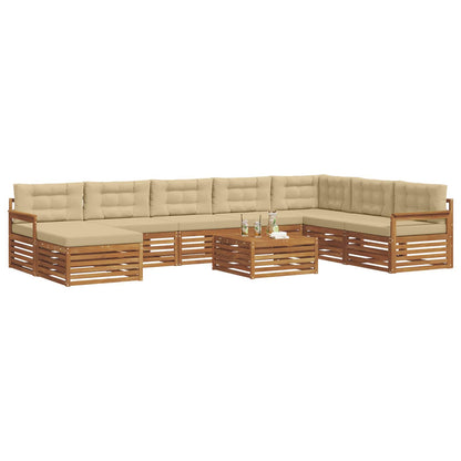 Set di divani da esterno con cuscino 9 pcs Naturale e Beige
