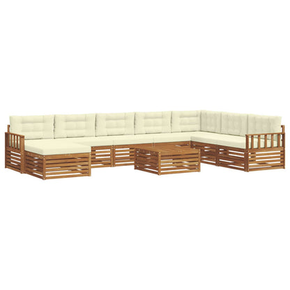 Set di divani da esterno con cuscino 9 pcs Naturale e Crema | homemem39