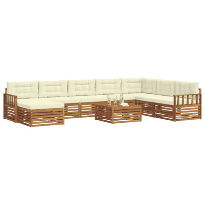 Set di divani da esterno con cuscino 9 pcs Naturale e Crema | homemem39