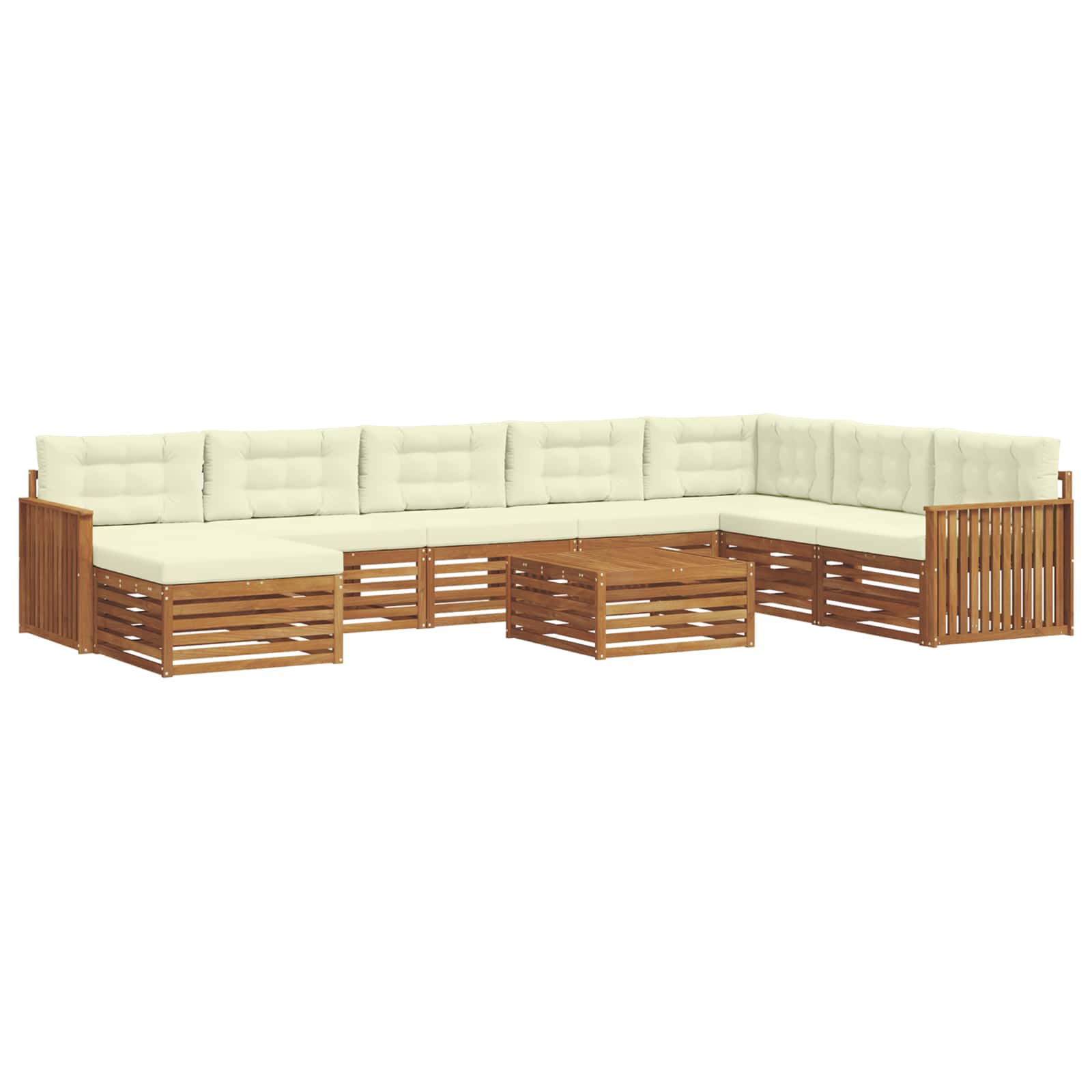 Set di divani da esterno con cuscino 9 pcs Naturale e Crema | homemem39