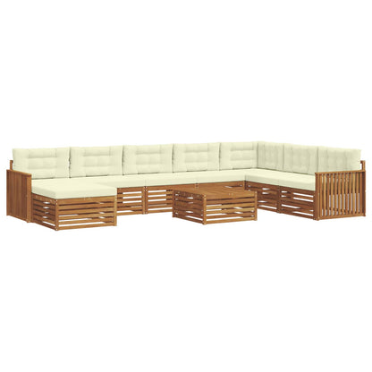 Set di divani da esterno con cuscino 9 pcs Naturale e Crema | homemem39