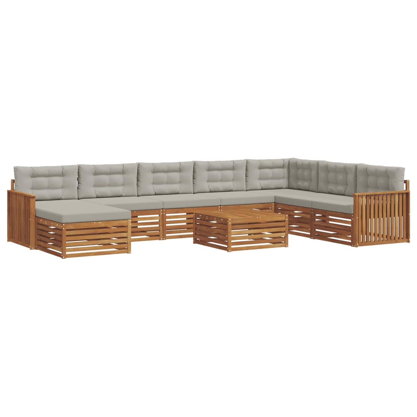 Set di divani da esterno 9 pcs Grigio Naturale e Chiaro | homemem39