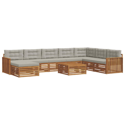 Set di divani da esterno 9 pcs Grigio Naturale e Chiaro | homemem39