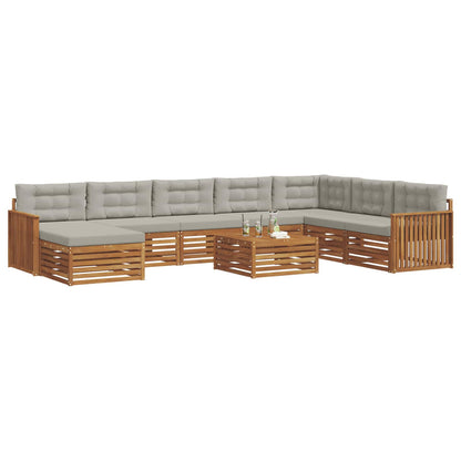 Set di divani da esterno 9 pcs Grigio Naturale e Chiaro | homemem39