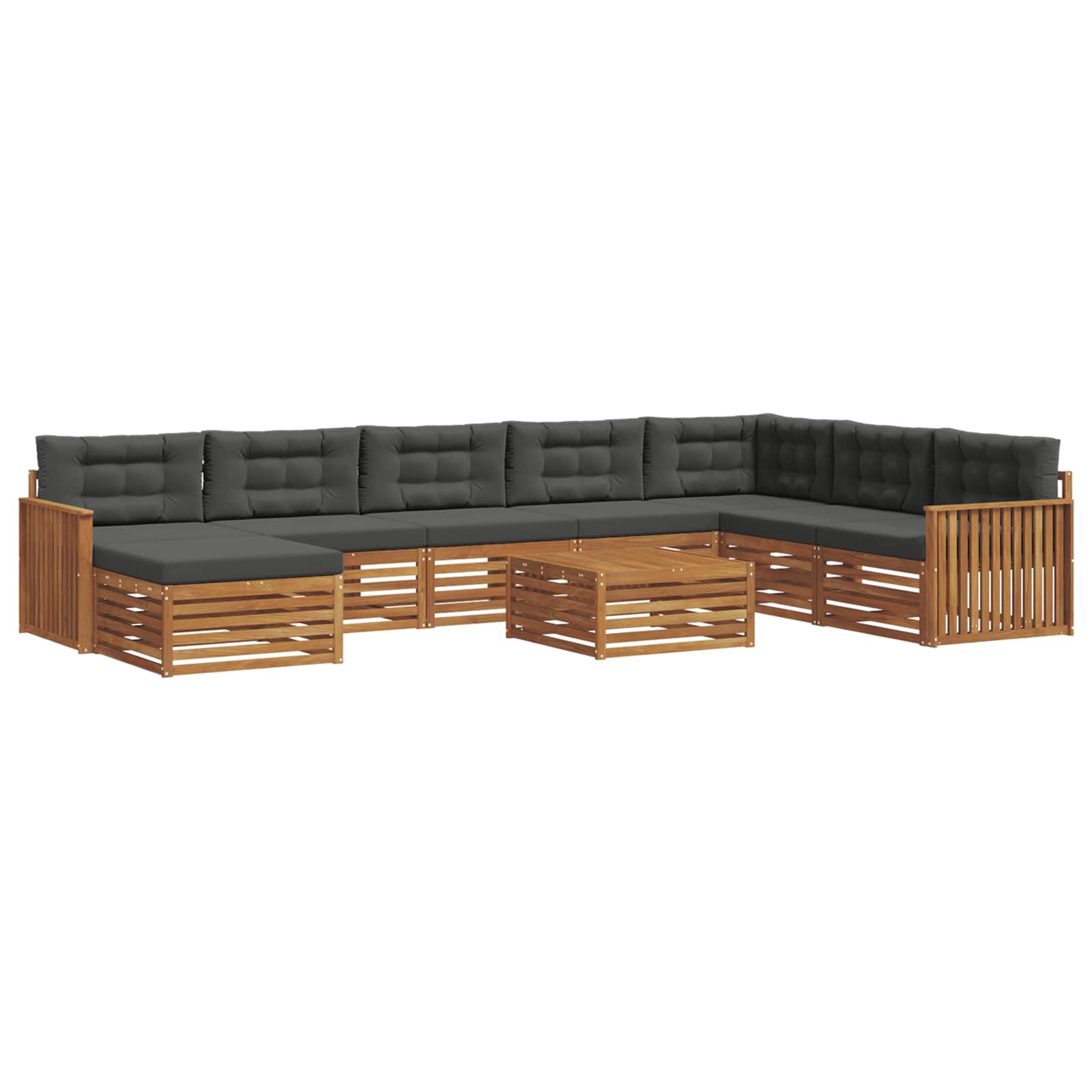 Set di divani da esterno con cuscino 9 pcs Naturale e Antracite | homemem39