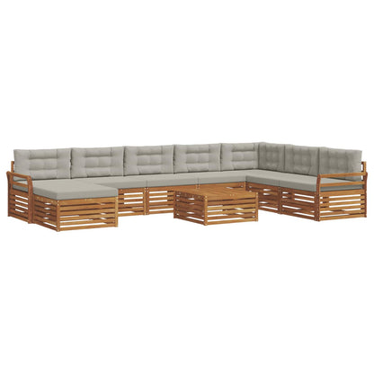 Set di divani da esterno 9 pz Grigio Naturale e Chiaro