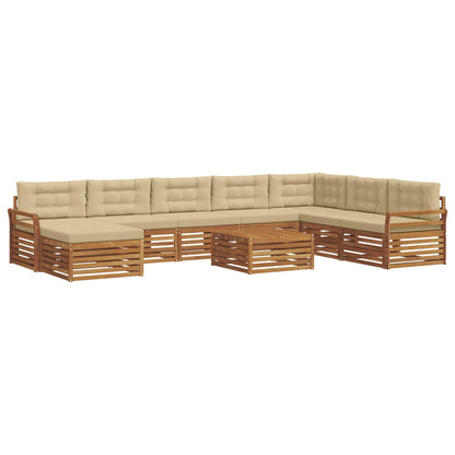 Set di divani da esterno con cuscino 9 pcs Naturale e Beige | homemem39