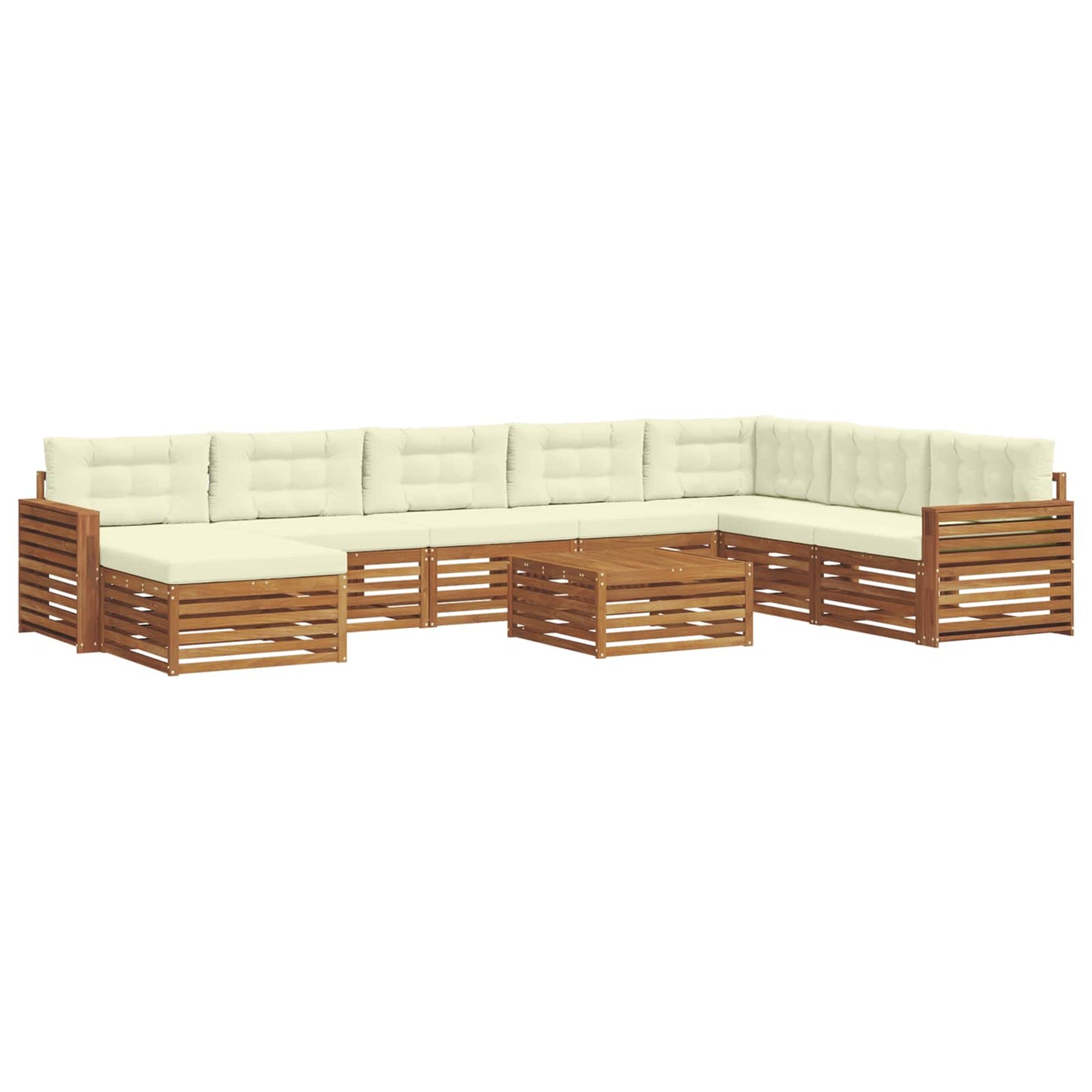 Set di divani da esterno con cuscino 9 pcs Naturale e Crema | homemem39