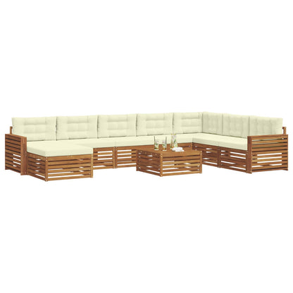 Set di divani da esterno con cuscino 9 pcs Naturale e Crema | homemem39