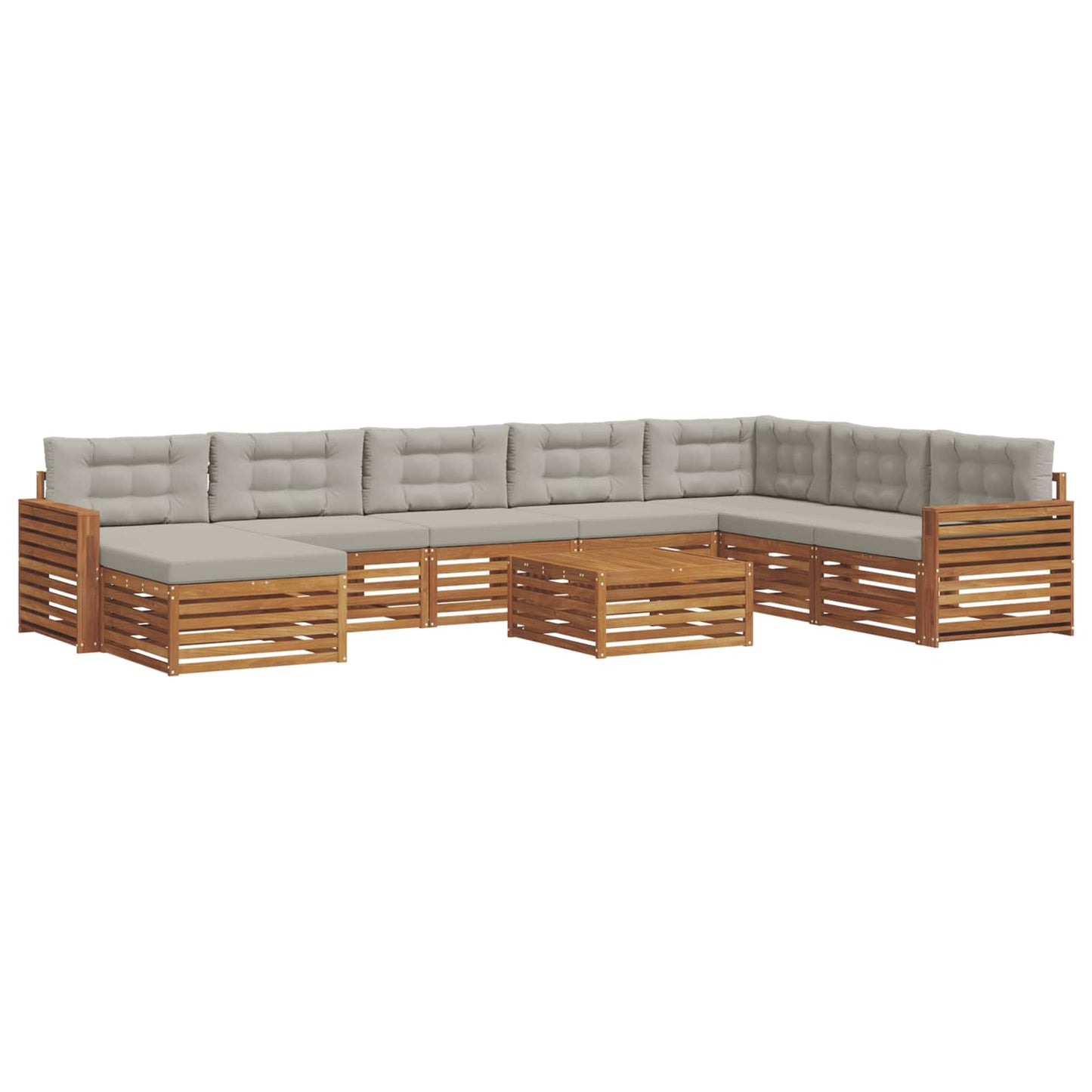 Set di divani da esterno 9 pcs Grigio Naturale e Chiaro