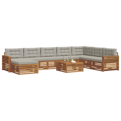 Set di divani da esterno 9 pcs Grigio Naturale e Chiaro | homemem39