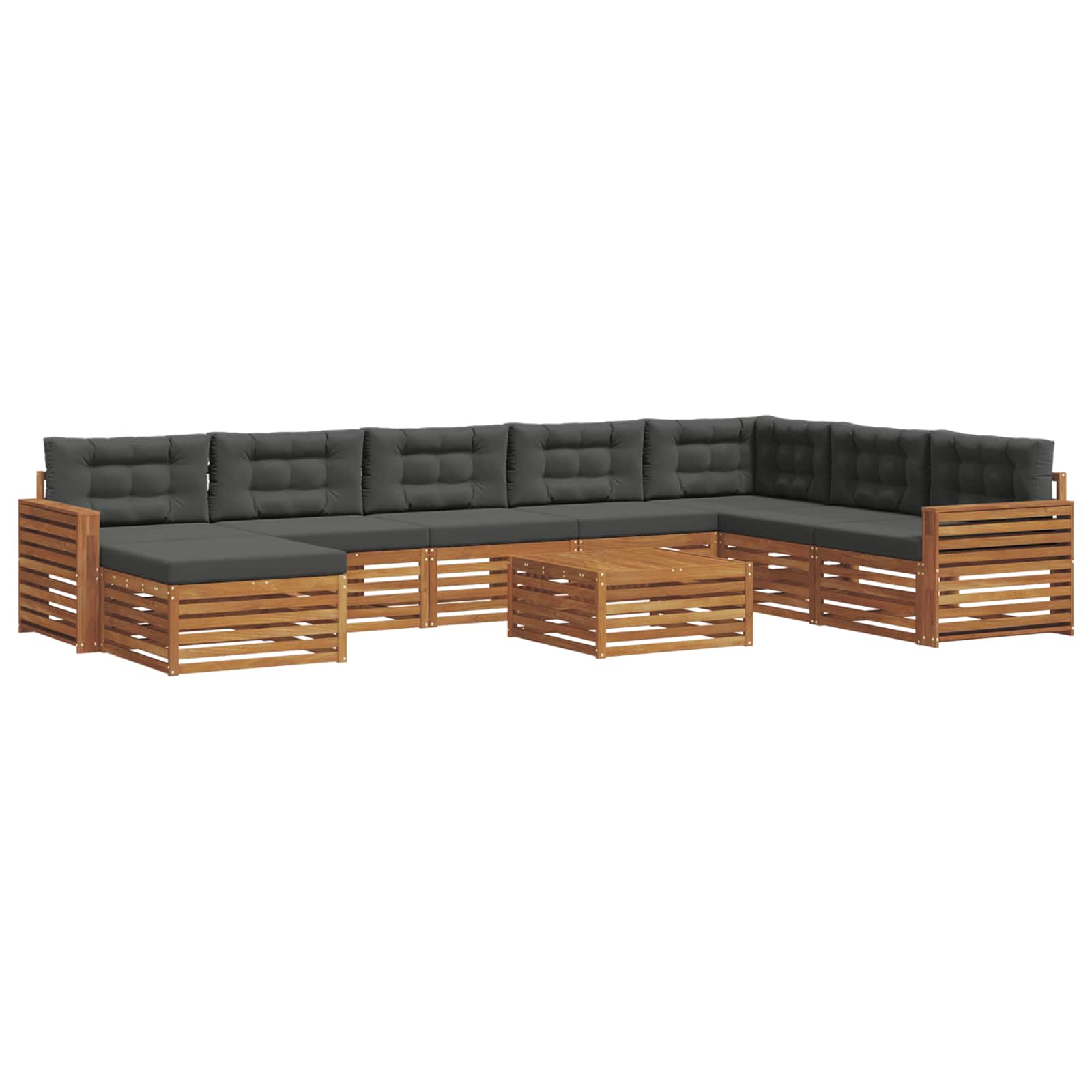 Set di divani da esterno con cuscino 9 pcs Naturale e Antracite | homemem39