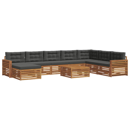 Set di divani da esterno con cuscino 9 pcs Naturale e Antracite | homemem39