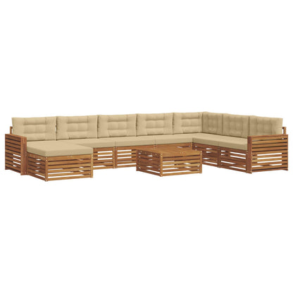 Set di divani da esterno con cuscino 9 pcs Naturale e Beige | homemem39