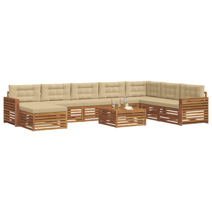 Set di divani da esterno con cuscino 9 pcs Naturale e Beige | homemem39