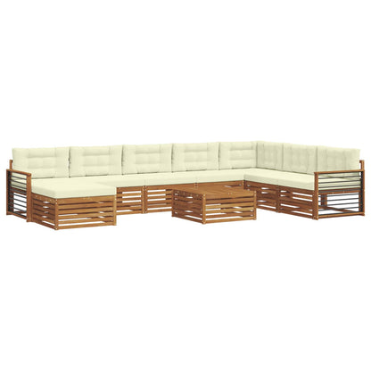 Set di divani da esterno con cuscino 9 pcs Naturale e Crema | homemem39