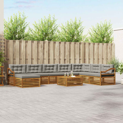 Set di divani da esterno 9 pcs Grigio Naturale e Chiaro
