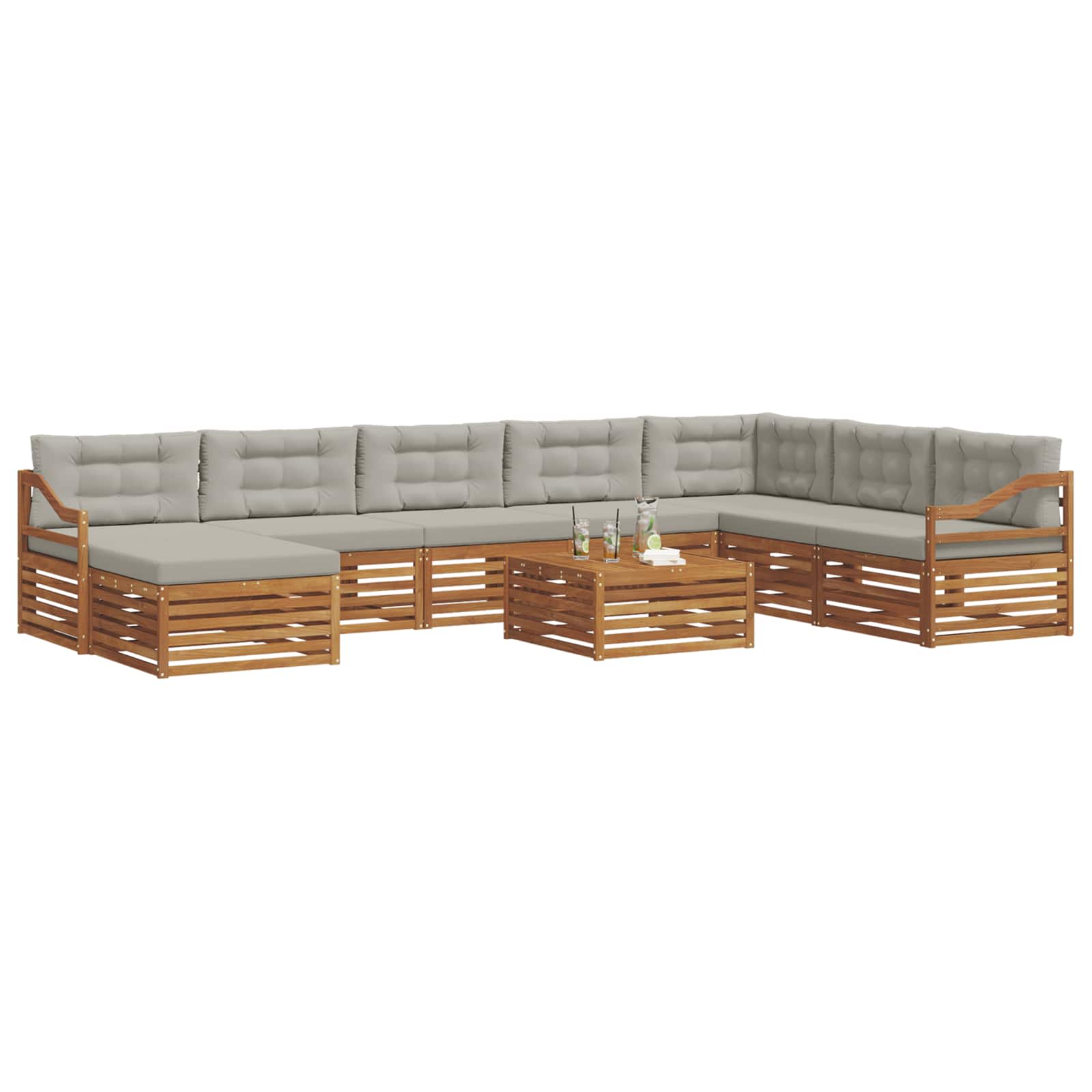 Set di divani da esterno 9 pcs Grigio Naturale e Chiaro | homemem39