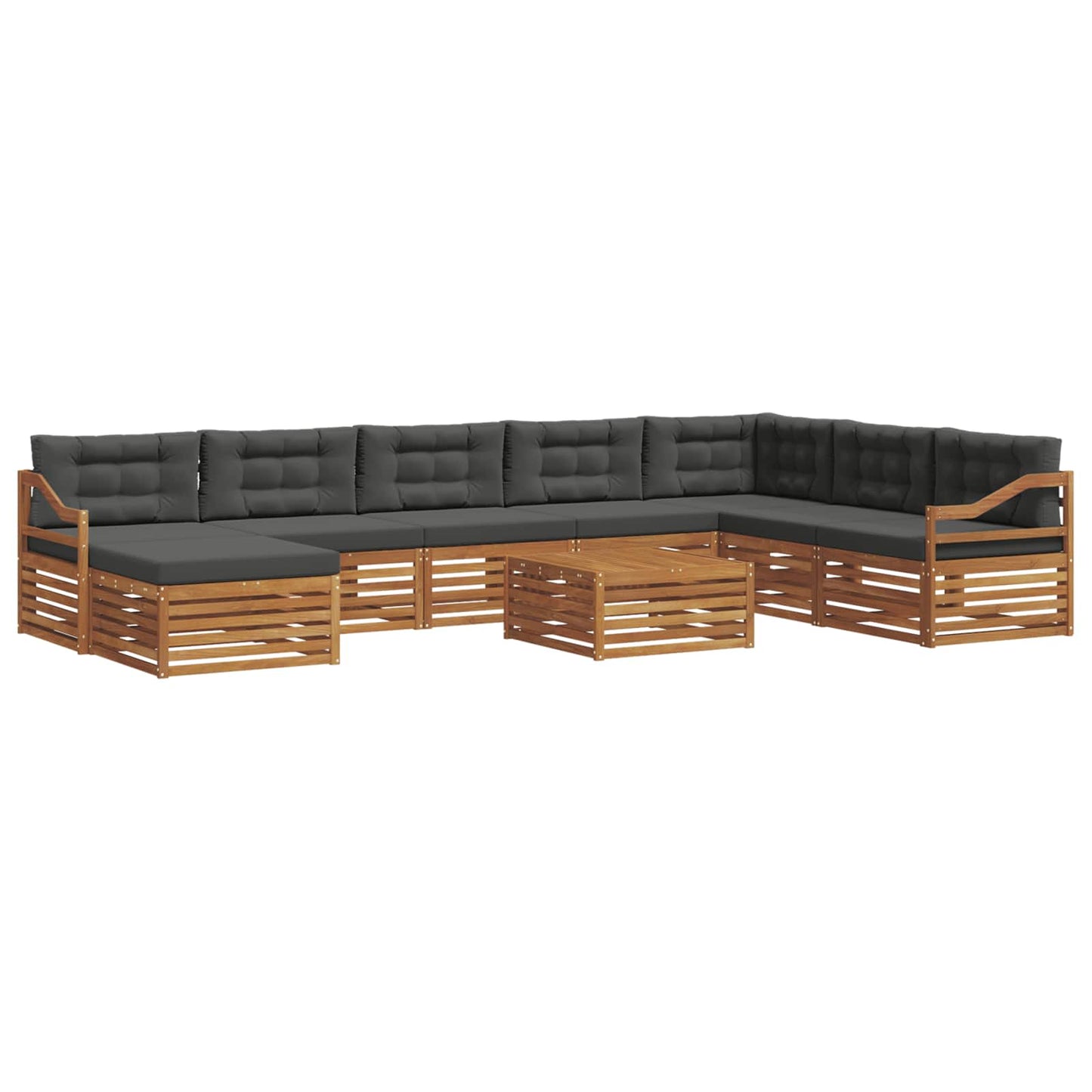Set di divani da esterno con cuscino 9 pcs Naturale e Antracite | homemem39