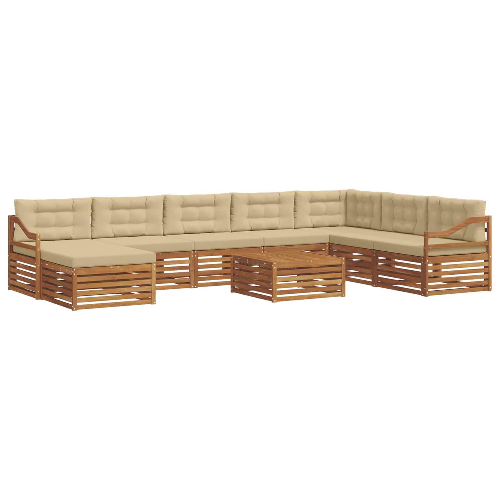 Set di divani da esterno con cuscino 9 pcs Naturale e Beige | homemem39