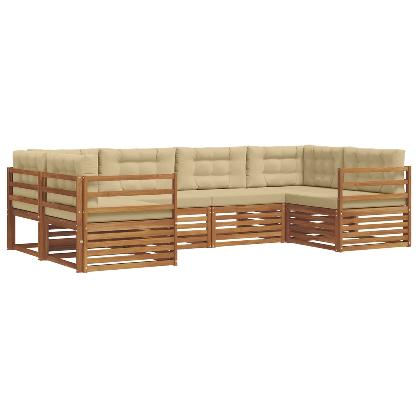 Set di divani da esterno con cuscino 6 pcs Naturale e Beige | homemem39