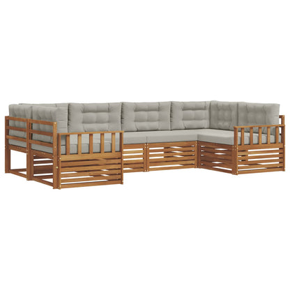 Set di divani da esterno 6 pcs Grigio Naturale e Chiaro | homemem39