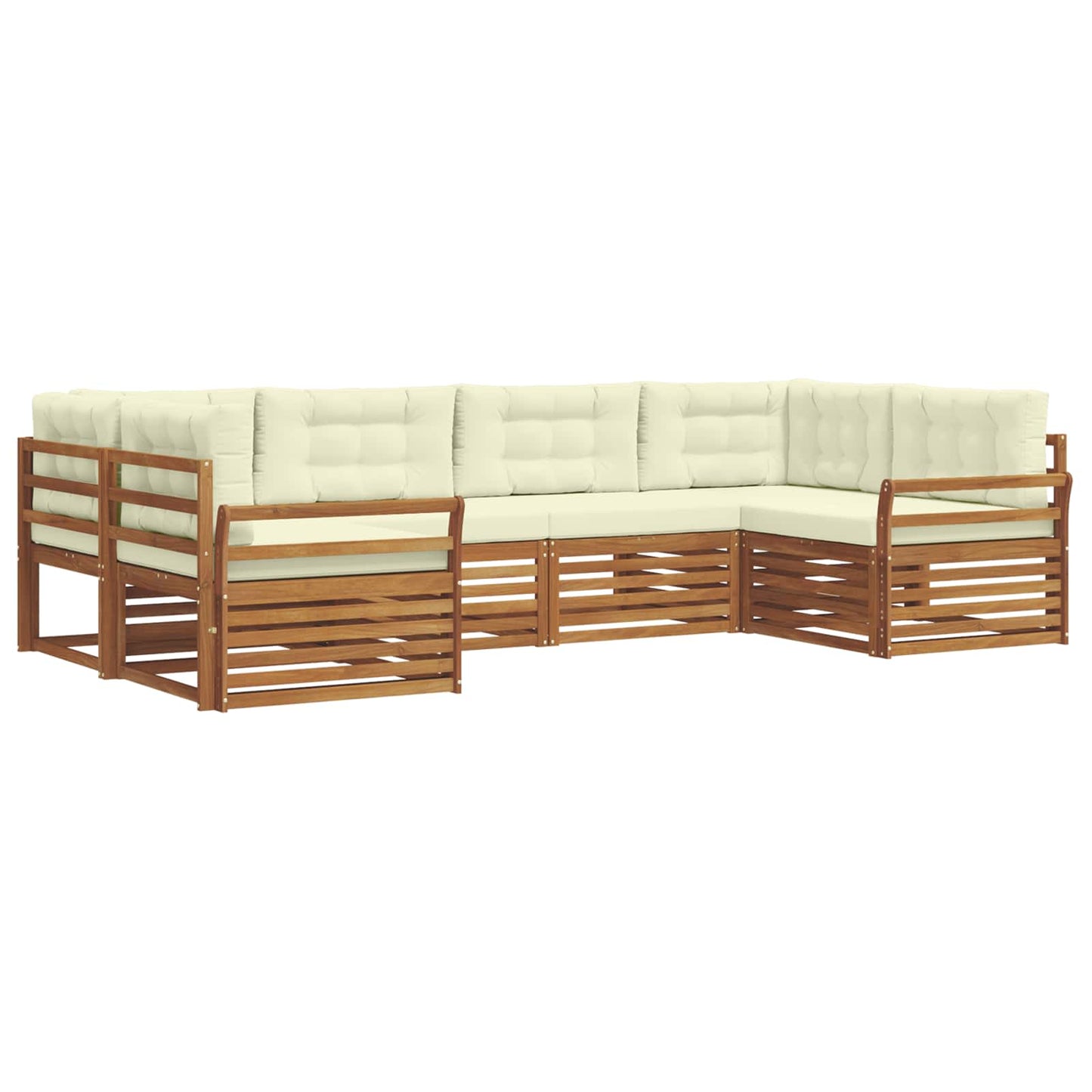 Set di divani da esterno con cuscino 6 pcs Naturale e Crema | homemem39