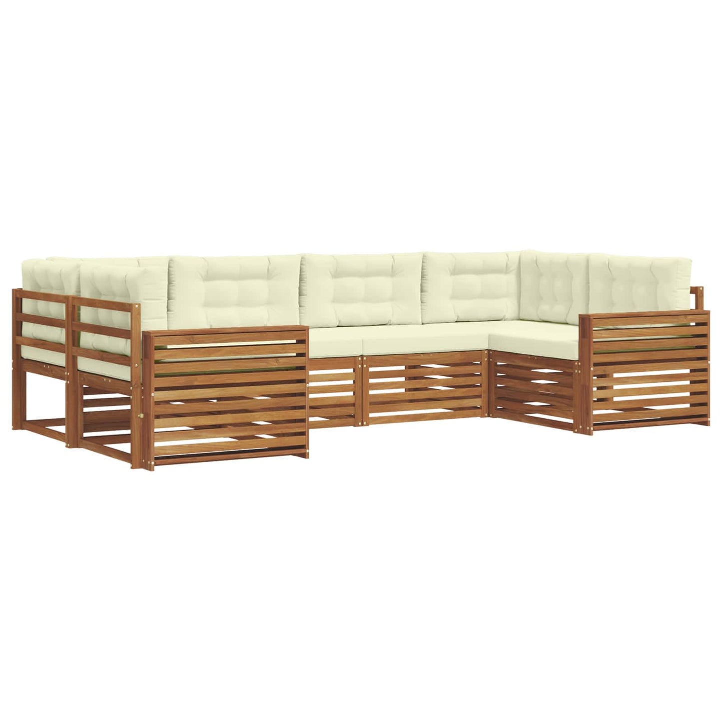 Set di divani da esterno con cuscino 6 pcs Naturale e Crema | homemem39