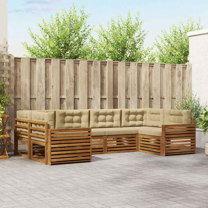 Set di divani da esterno con cuscino 6 pcs Naturale e Beige