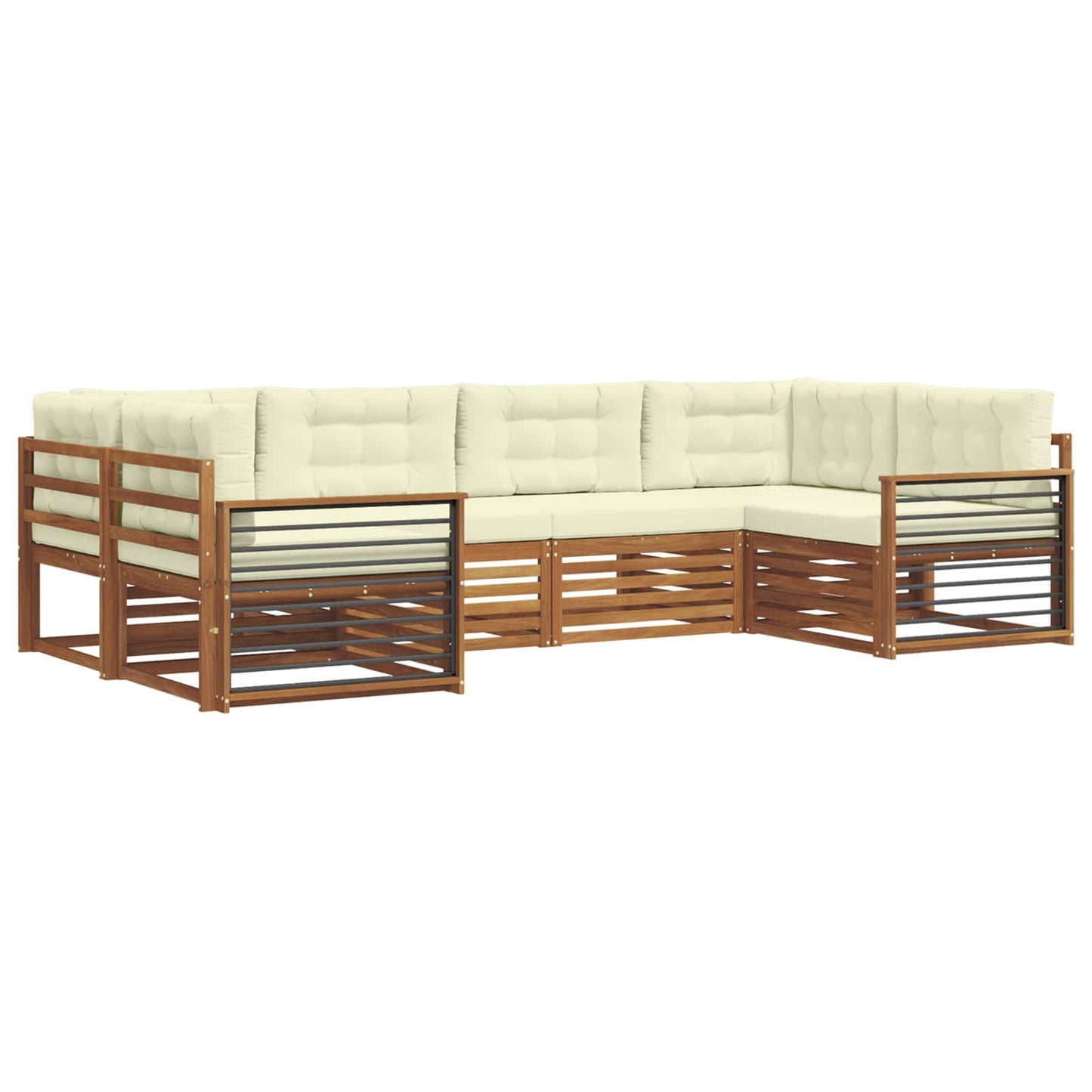 Set di divani da esterno con cuscino 6 pcs Naturale e Crema | homemem39