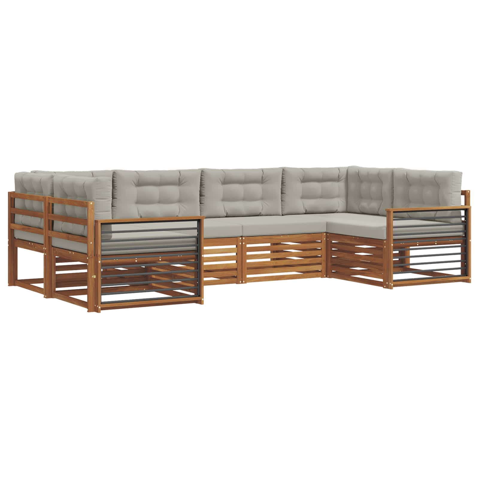 Set di divani da esterno 6 pcs Grigio Naturale e Chiaro | homemem39
