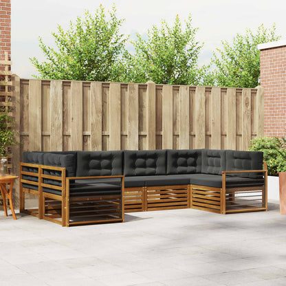 Set di divani da esterno con cuscino 6 pcs Naturale e Antracite