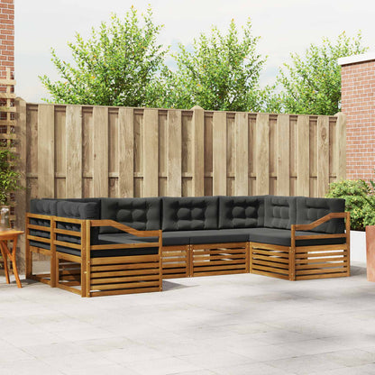 Set di divani da esterno con cuscino 6 pcs Naturale e Antracite
