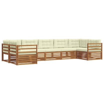 Set di divani da esterno con cuscino 7 pcs Naturale e Crema