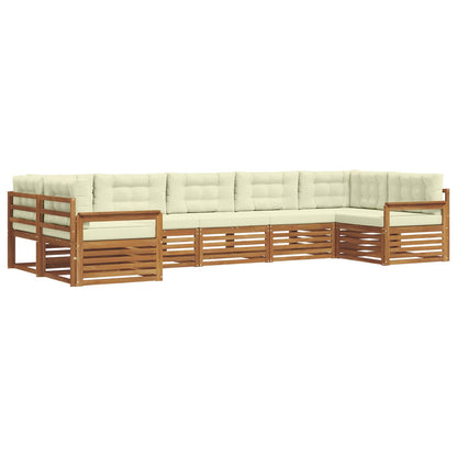 Set di divani da esterno con cuscino 7 pcs Naturale e Crema
