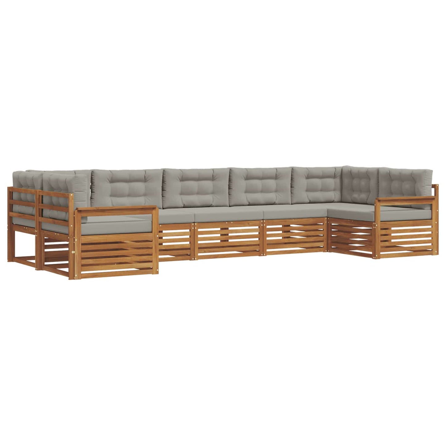 Set di divani da esterno 7 pcs Grigio Naturale e Chiaro