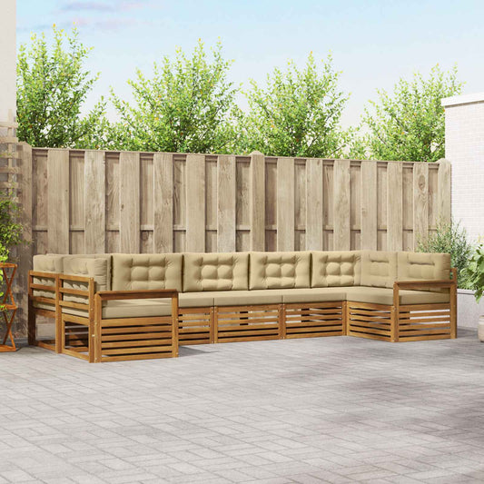 Set di divani da esterno con cuscino 7 pcs Naturale e Beige | homemem39
