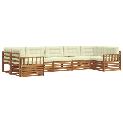 Set di divani da esterno con cuscino 7 pcs Naturale e Crema | homemem39